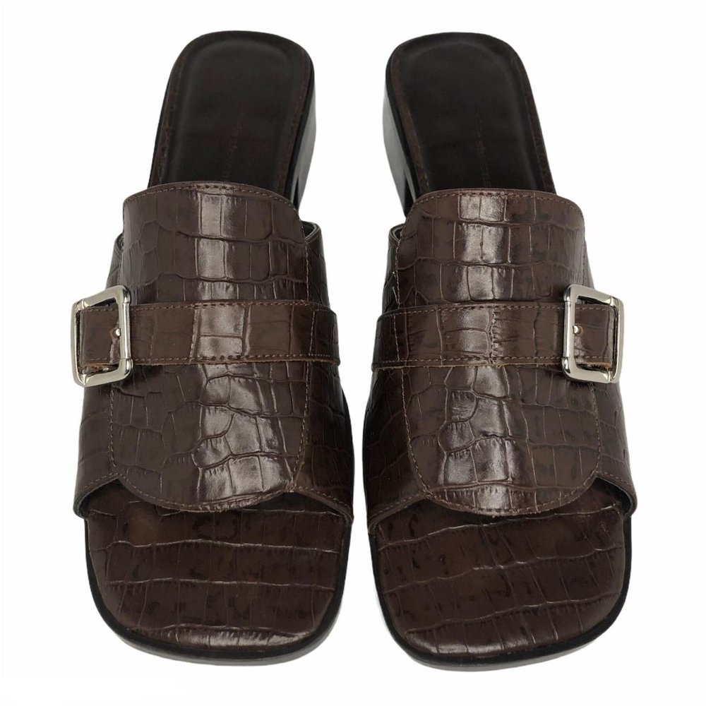 Valerie Stevens Reese Brown Croc Square Toe Sandal vintage y2k vintage